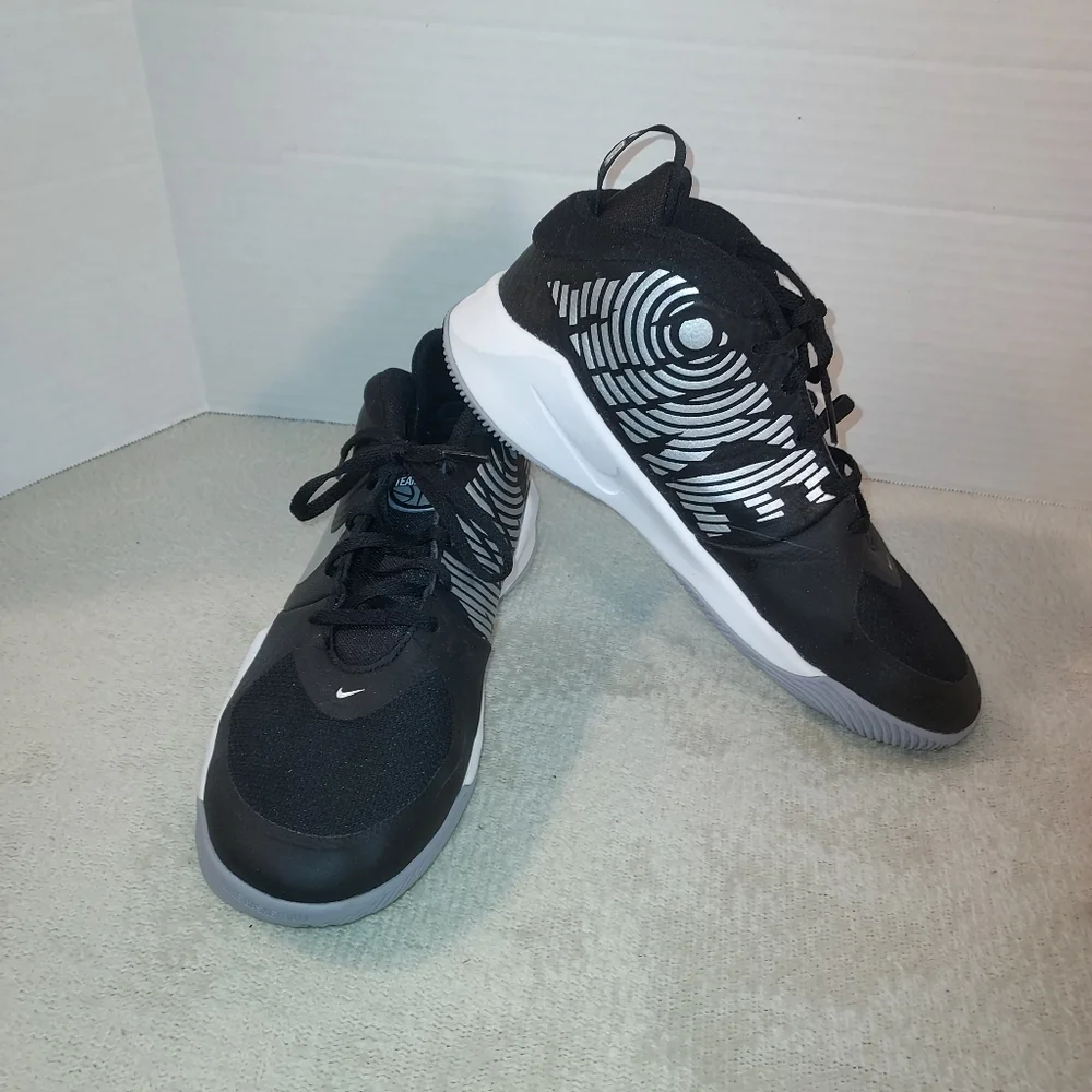 Nike Kids Team Hustle D9 Black/Metallic Silver/Gray/ White Basketball size 7Y